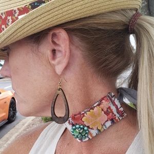 Boho striped velvet choker with vintage trinket